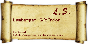 Lamberger Sándor névjegykártya